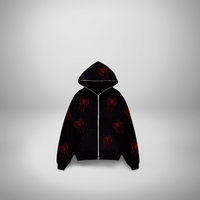 Y2K Rhinestone Spider Zip-Up Hoodie