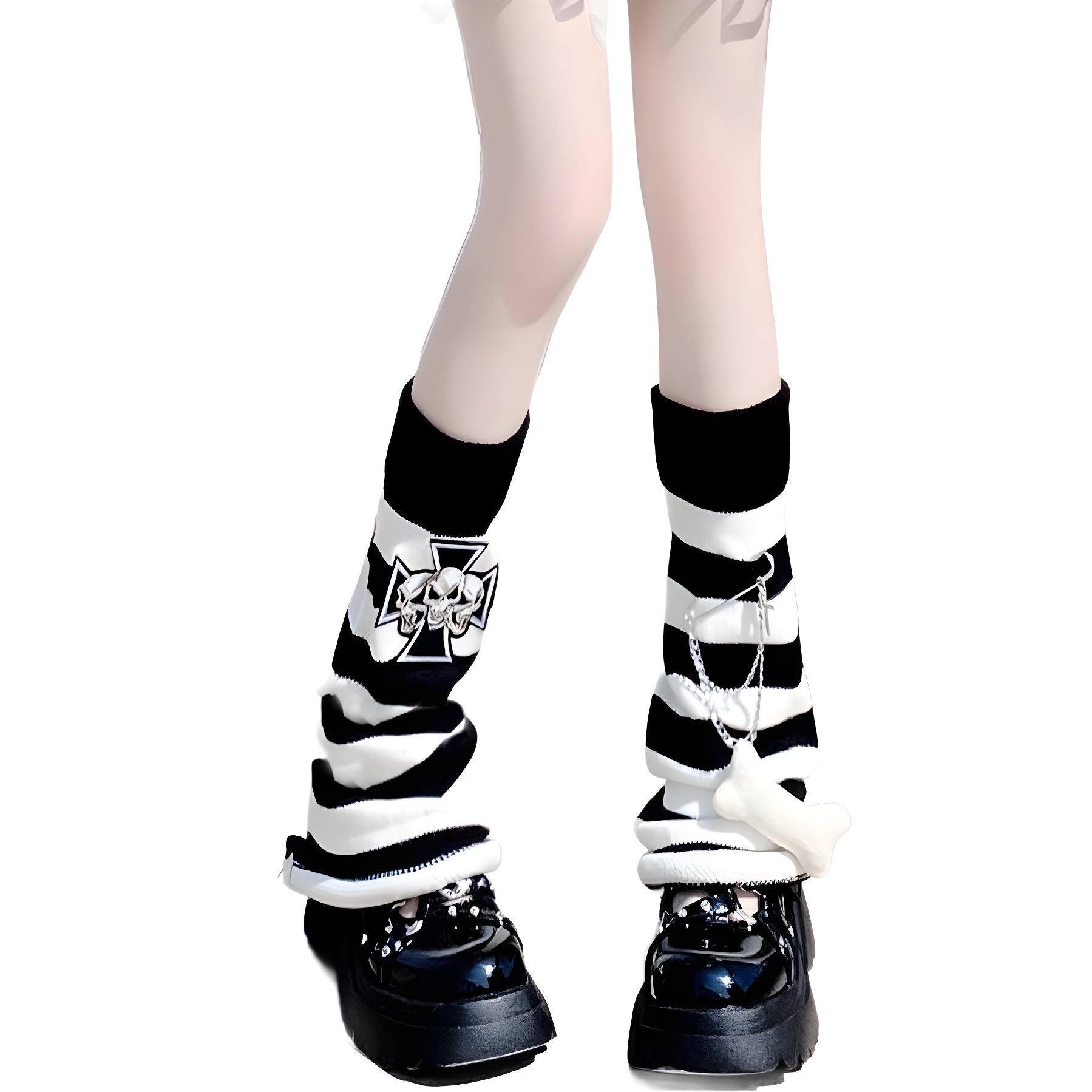 Skull Stripes Slouchy Socks