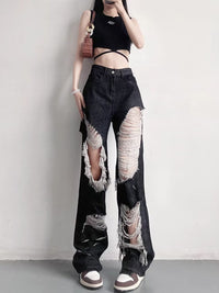 Rebel Threads Distressed Denim Flares