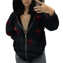 Y2K Rhinestone Spider Zip-Up Hoodie